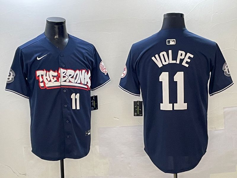 Men New York Yankees 11 Volpe Drak Blue four generations Joint Name 2025 Nike MLB Jersey style 4